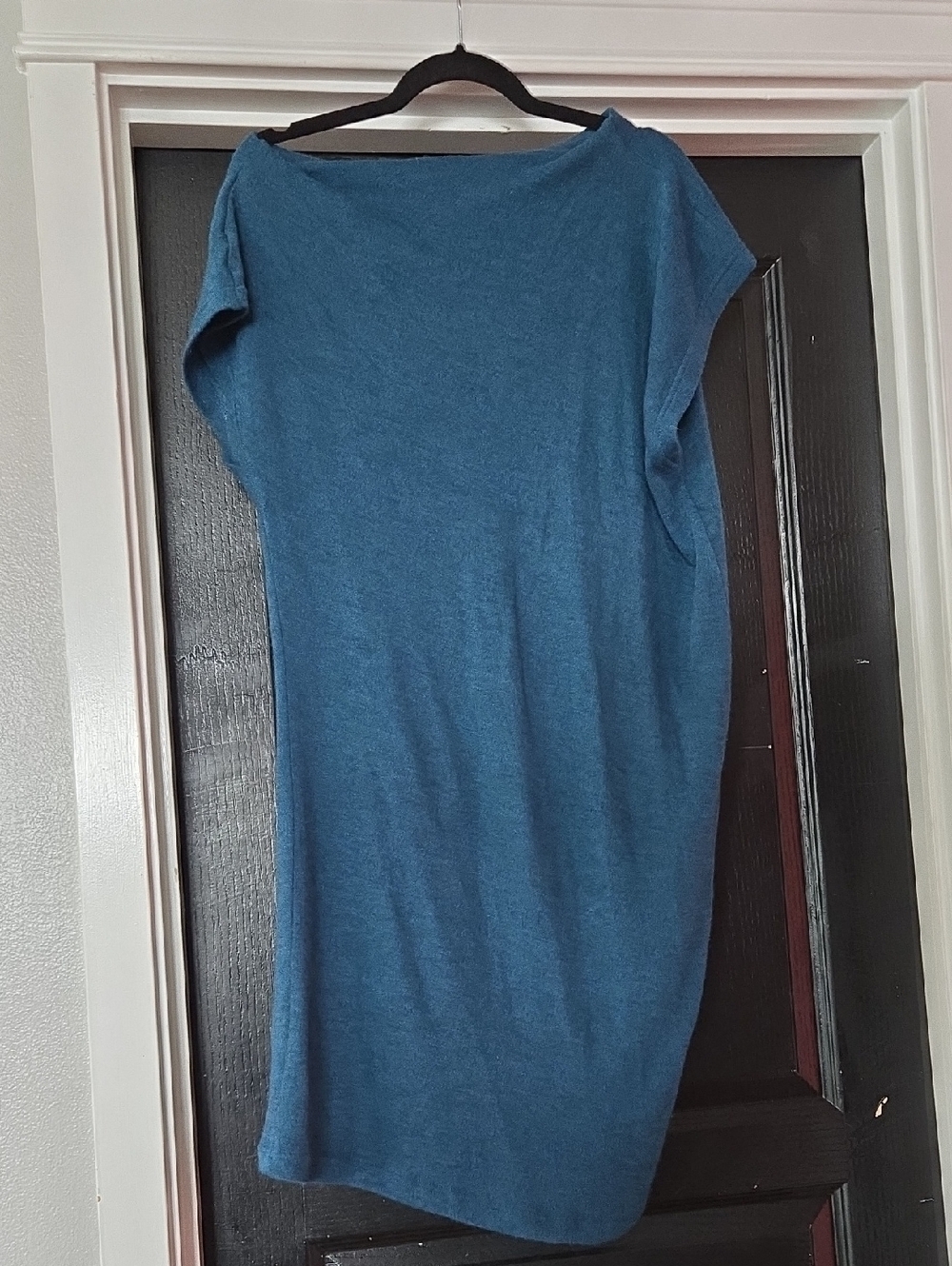 Piko 1988 Blue Assymetrical Off The Shoulder Short Sleeve Sweater Dress Tunic XL - Picture 2 of 8